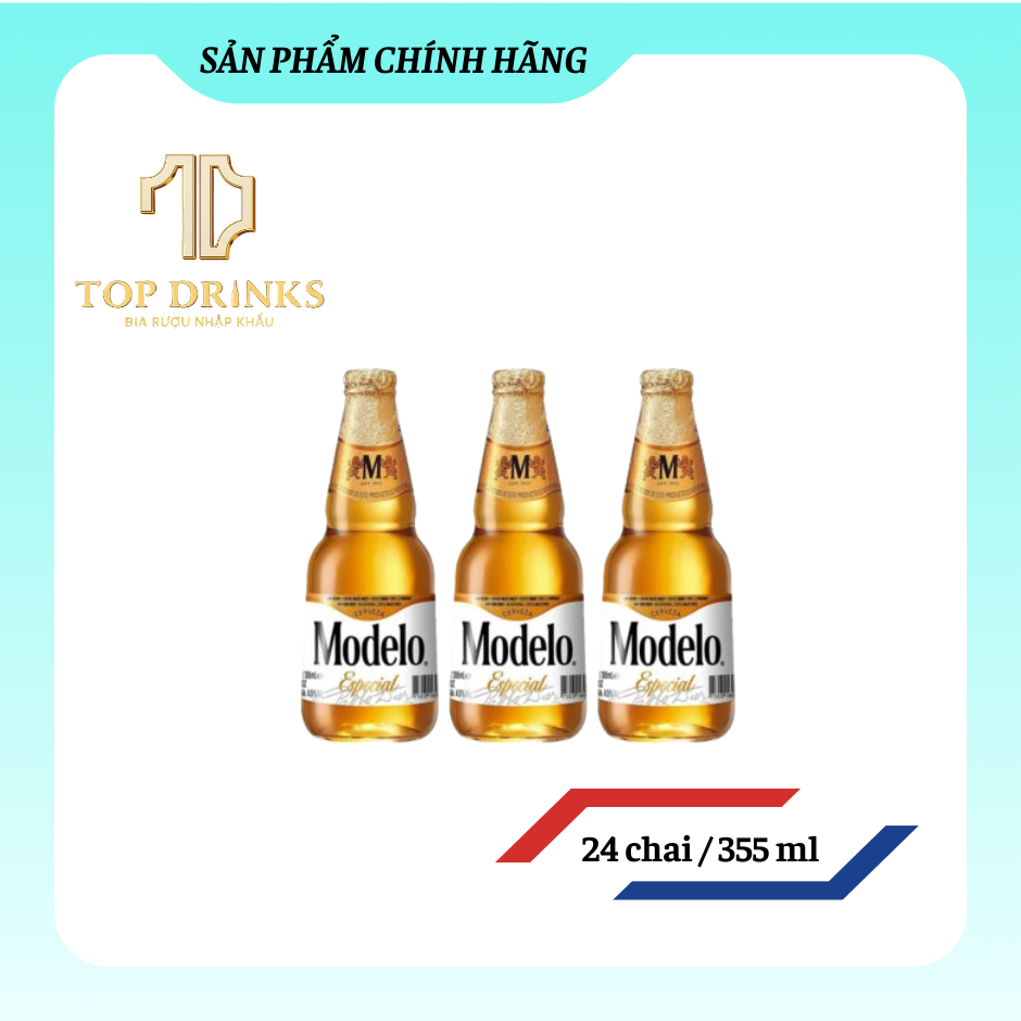 Bia Modelo Especial 355ml Thùng 24 Chai – Hương Vị Mexico Chính Hãng, Dễ Uống