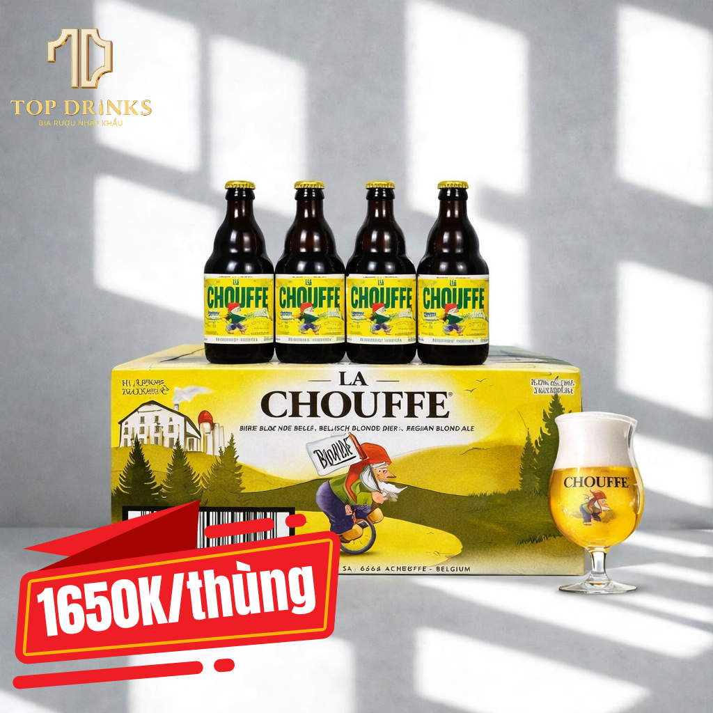 Bia La Chouffe 330ml Thùng 24 Chai – Bia Bỉ Thủ Công Đậm Vị, Dễ Uống