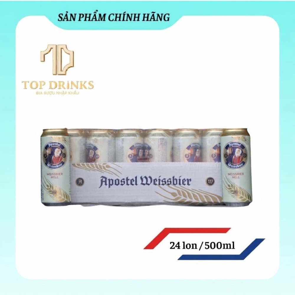 Bia Apostel Weissbier Hell 5,3% Đức – Thùng 24 Lon 500ml Chính Hãng