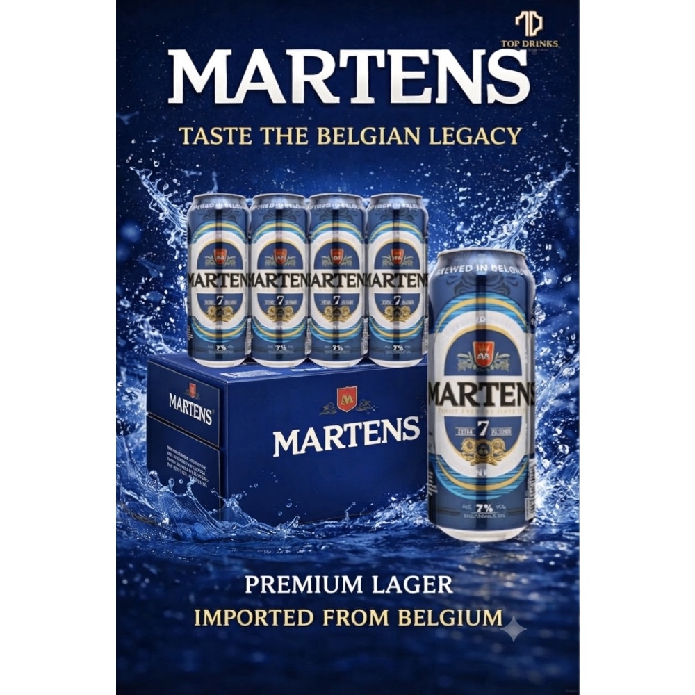 Bia Martens 7% Premium Lager 500ml – Thùng 24 Lon Nhập Khẩu Bỉ Chính Hãng