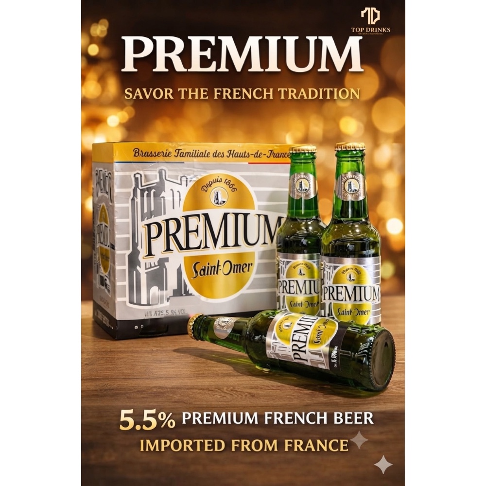 Bia Saint-Omer Premium 5.6% – Thùng 12 Chai 250ml Nhập Khẩu Pháp Chính Hãng